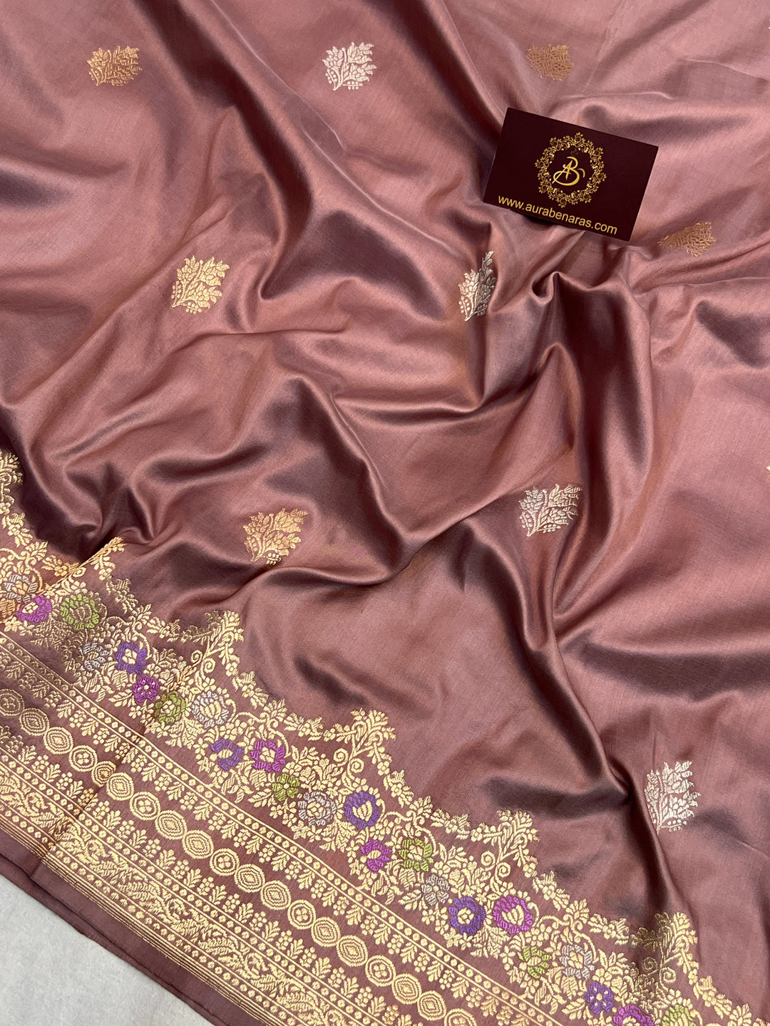 Onion Pure Katan Silk Handloom Banarasi Saree