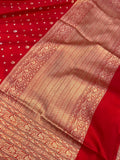 Red Pure Banarasi Handloom Katan Silk Saree - Aura Benaras