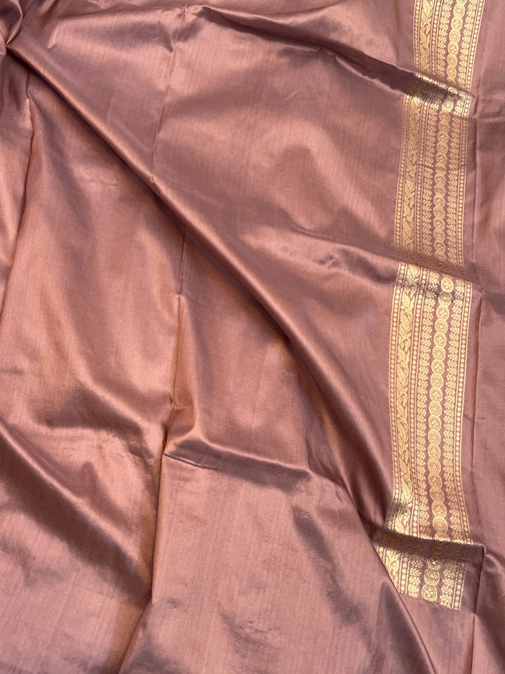 Onion Pure Katan Silk Handloom Banarasi Saree