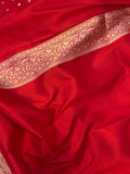 Red Pure Banarasi Handloom Katan Silk Saree - Aura Benaras