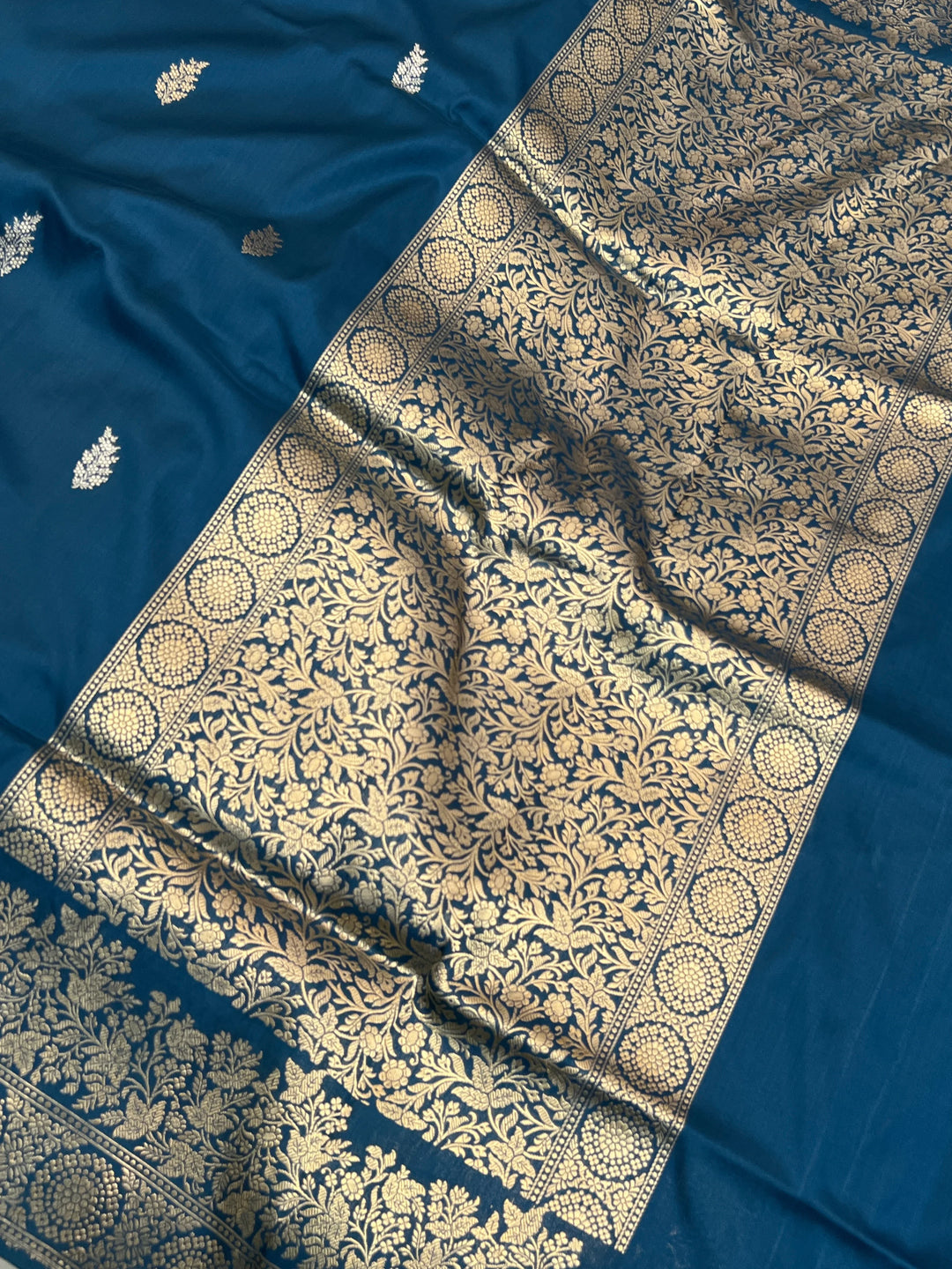 Rama Blue Pure Katan Silk Handloom Banarasi Saree