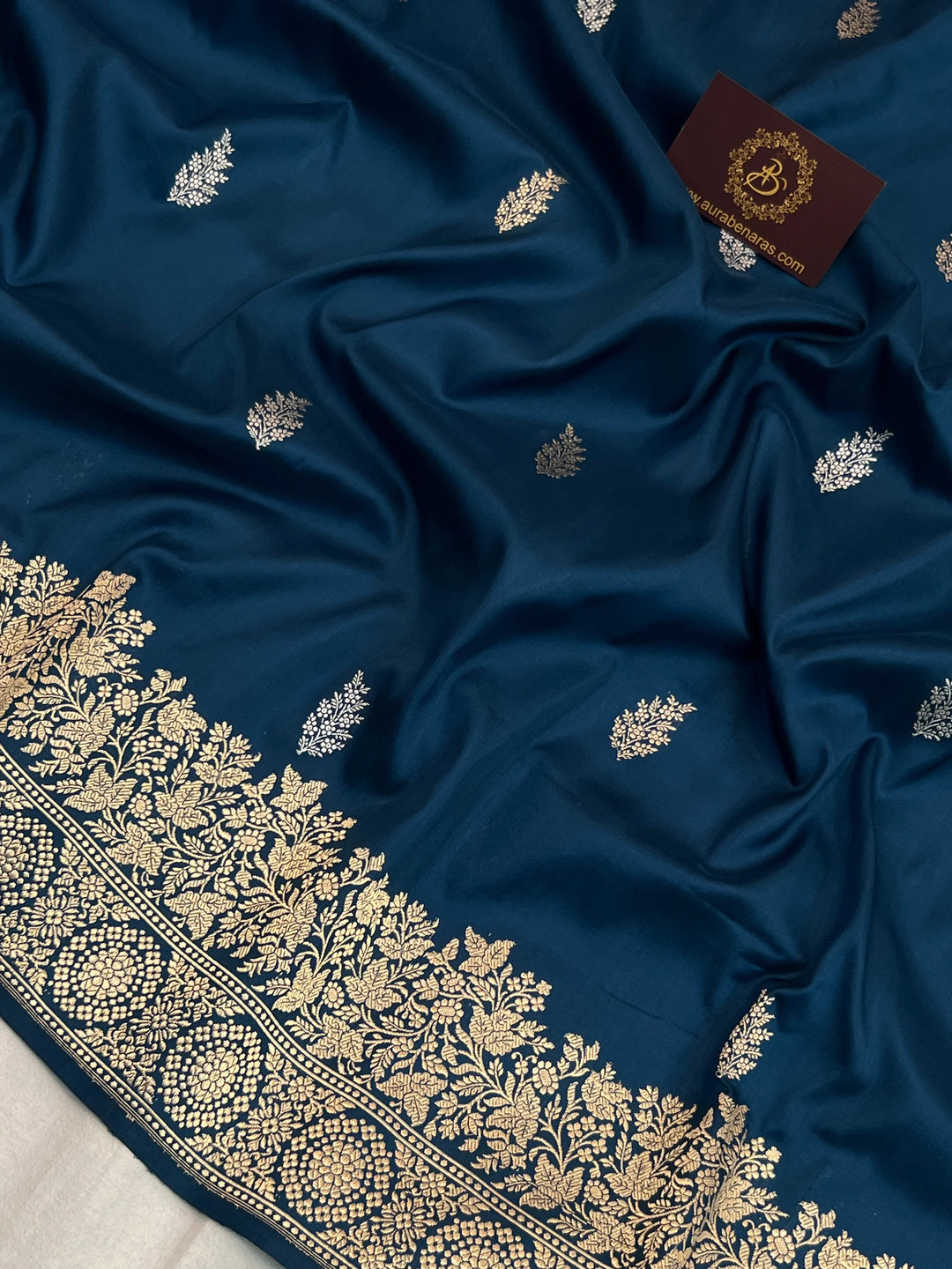 Rama Blue Pure Katan Silk Handloom Banarasi Saree