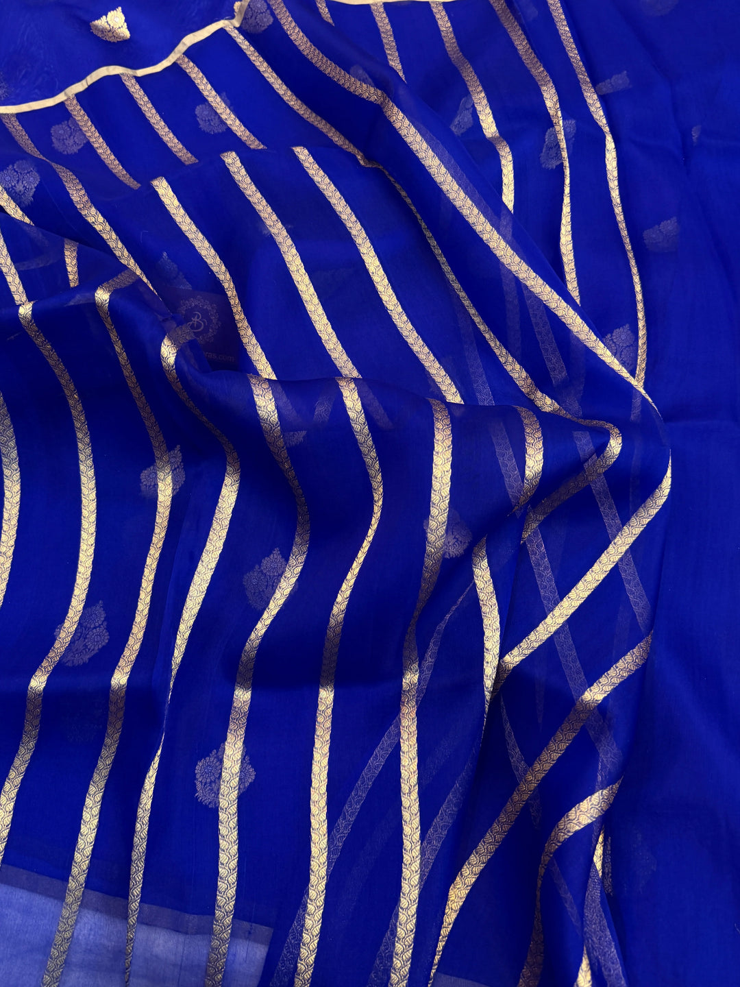 Royal Blue Pure Kora Silk Handloom Banarasi Saree