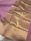 Lavender Banarasi Handloom Kora Silk Saree - Aura Benaras