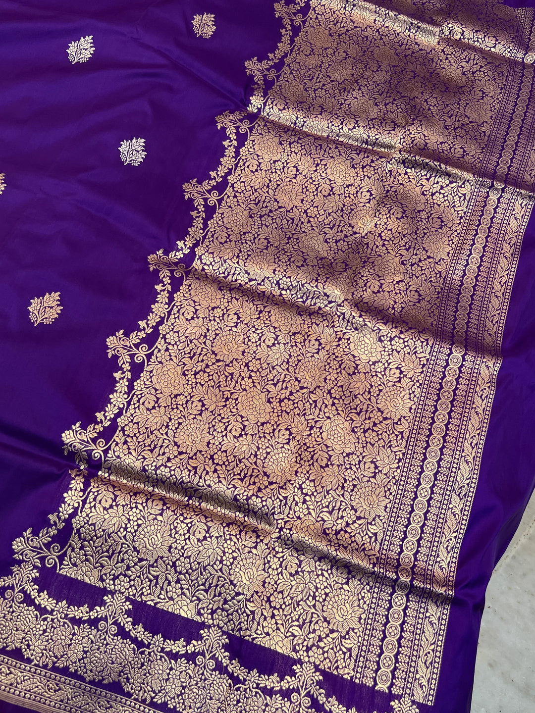 Purple Pure Katan Silk Handloom Banarasi Saree