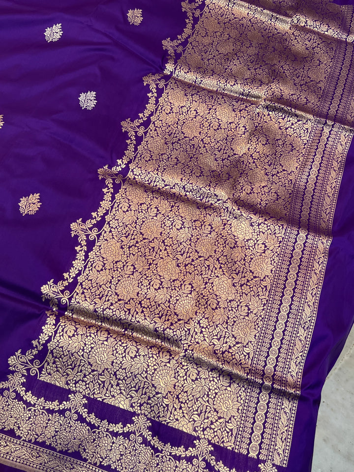 Purple Pure Katan Silk Handloom Banarasi Saree
