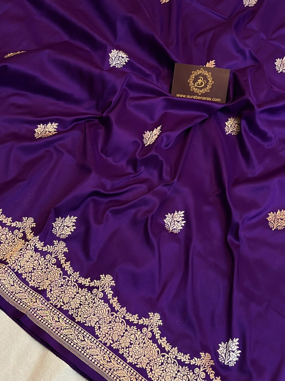 Purple Pure Katan Silk Handloom Banarasi Saree