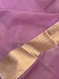 Lavender Banarasi Handloom Kora Silk Saree - Aura Benaras