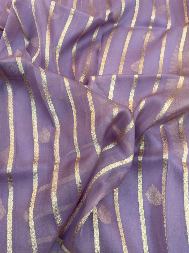 Sage Grey Pure Kora Silk Handloom Banarasi Saree