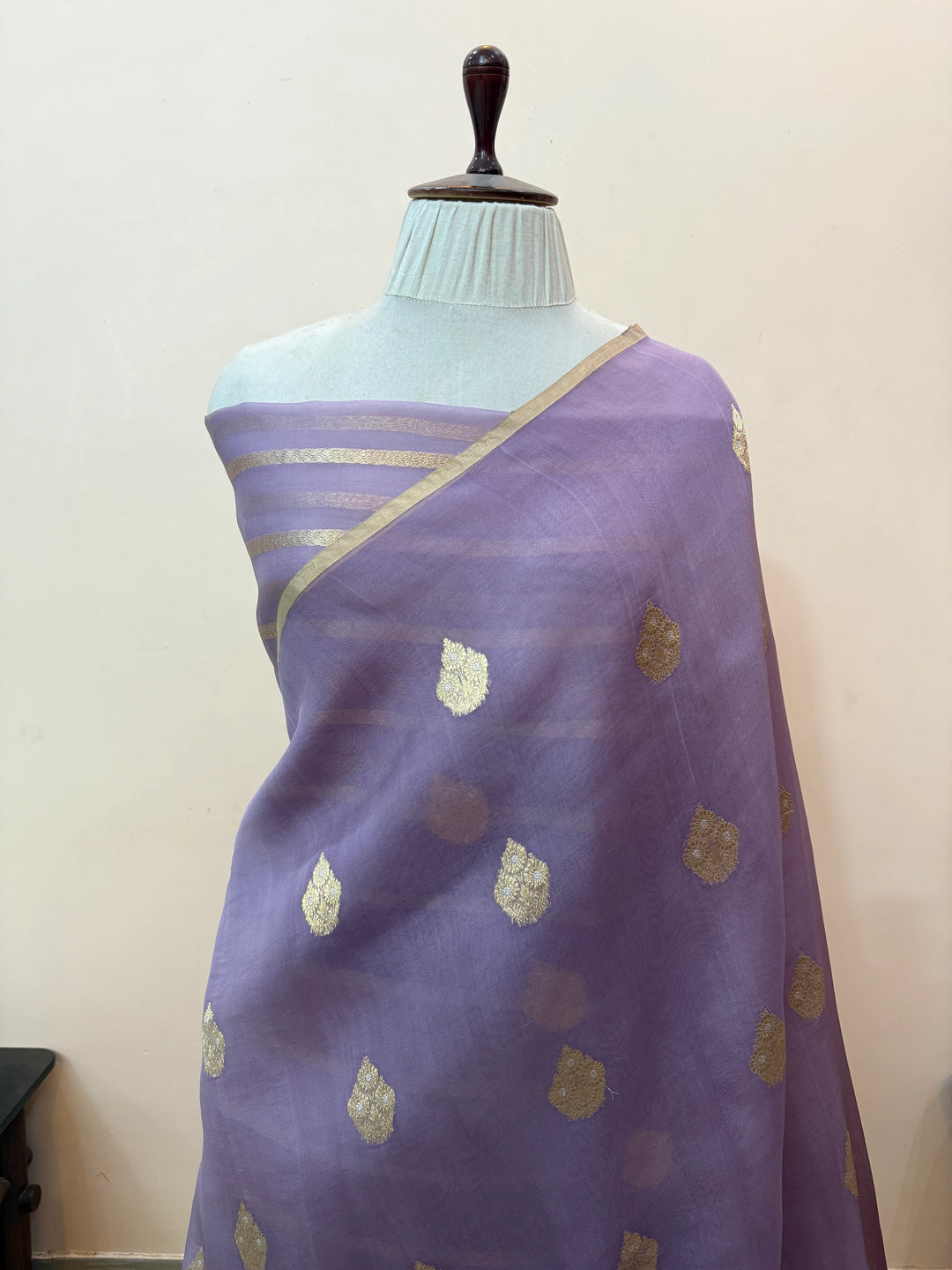 Sage Grey Pure Kora Silk Handloom Banarasi Saree