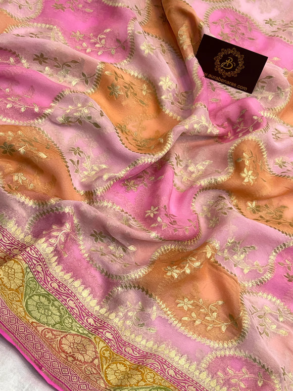 Baby Pink Rangkaat Banarasi Khaddi Georgette Saree