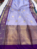 Lilic Banarasi Handloom Kora Silk Saree - Aura Benaras