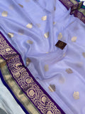 Lilic Banarasi Handloom Kora Silk Saree - Aura Benaras