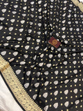 Black Pure Banarasi Handloom Katan Silk Saree - Aura Benaras