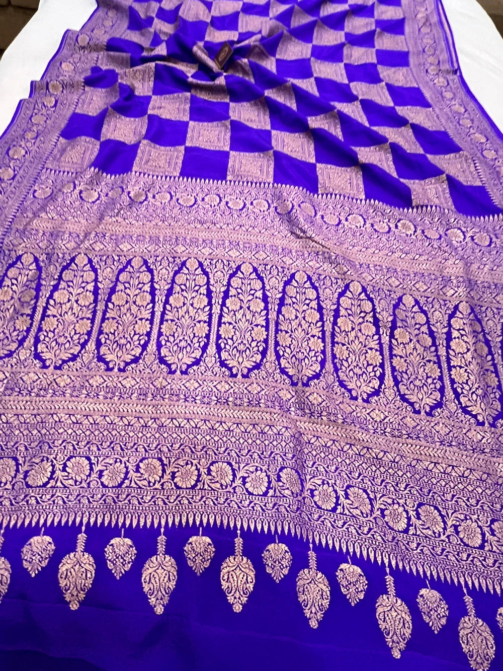 Purple Pure Banarasi Khaddi Crepe Silk Saree - Aura Benaras