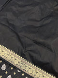 Black Pure Banarasi Handloom Katan Silk Saree - Aura Benaras