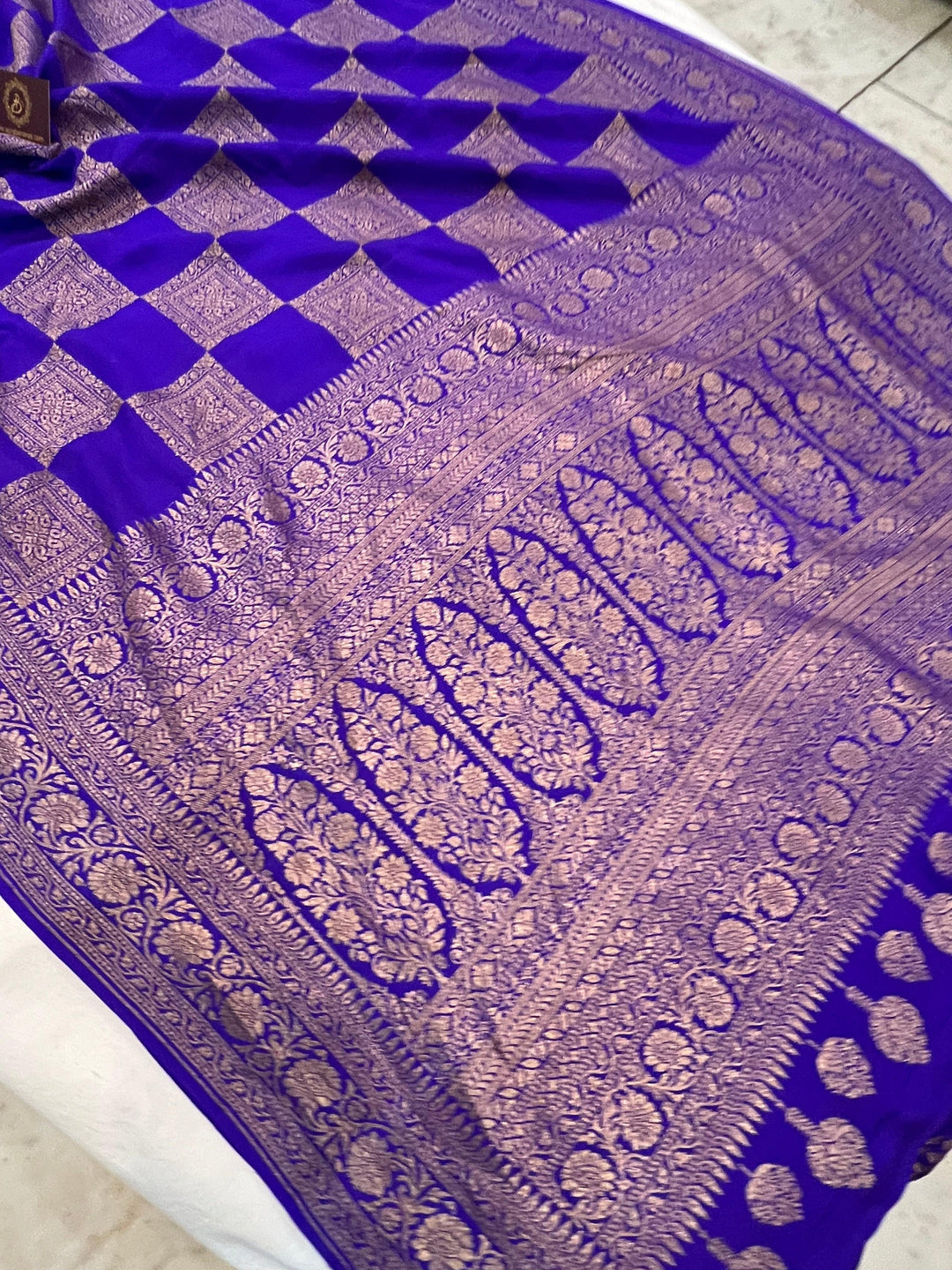 Purple Pure Banarasi Khaddi Crepe Silk Saree