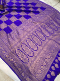 Purple Pure Banarasi Khaddi Crepe Silk Saree