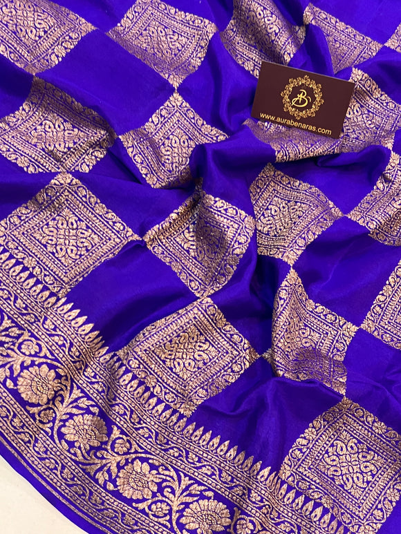 Purple Pure Banarasi Khaddi Crepe Silk Saree - Aura Benaras