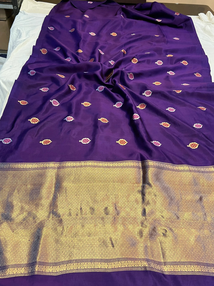 Purple Pure Silk Handloom Banarasi Saree