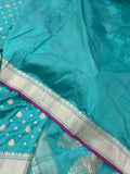 Aqua Blue Pure Banarasi Handloom Katan Silk Saree - Aura Benaras