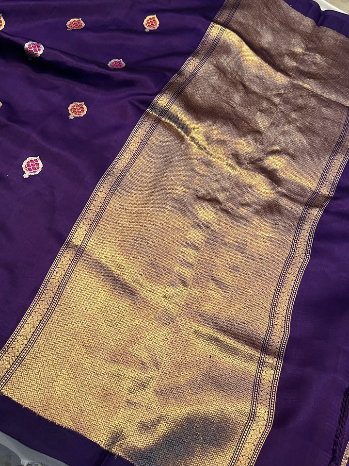 Purple Pure Silk Handloom Banarasi Saree