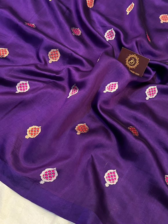 Purple Pure Silk Handloom Banarasi Saree