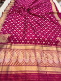 Hot Pink Pure Banarasi Handloom Katan Silk Saree - Aura Benaras