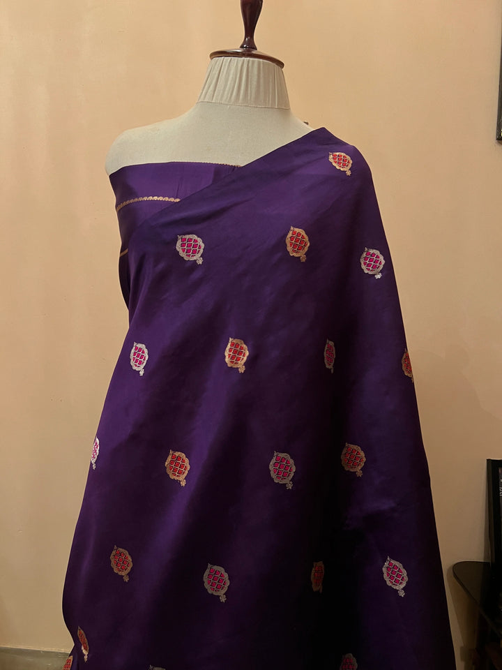Purple Pure Silk Handloom Banarasi Saree