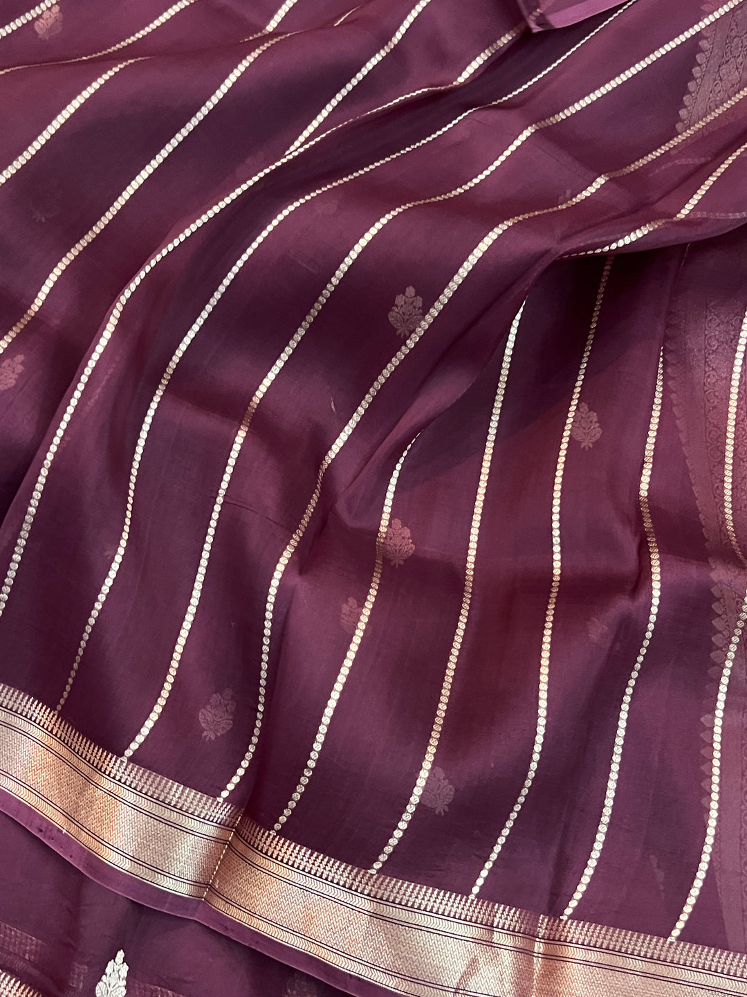 Maroon Pure Kora Silk Handloom Banarasi Saree