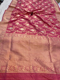 Pink Jaal Pure Banarasi Handloom Katan Silk Saree - Aura Benaras