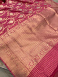 Pink Jaal Pure Banarasi Handloom Katan Silk Saree - Aura Benaras