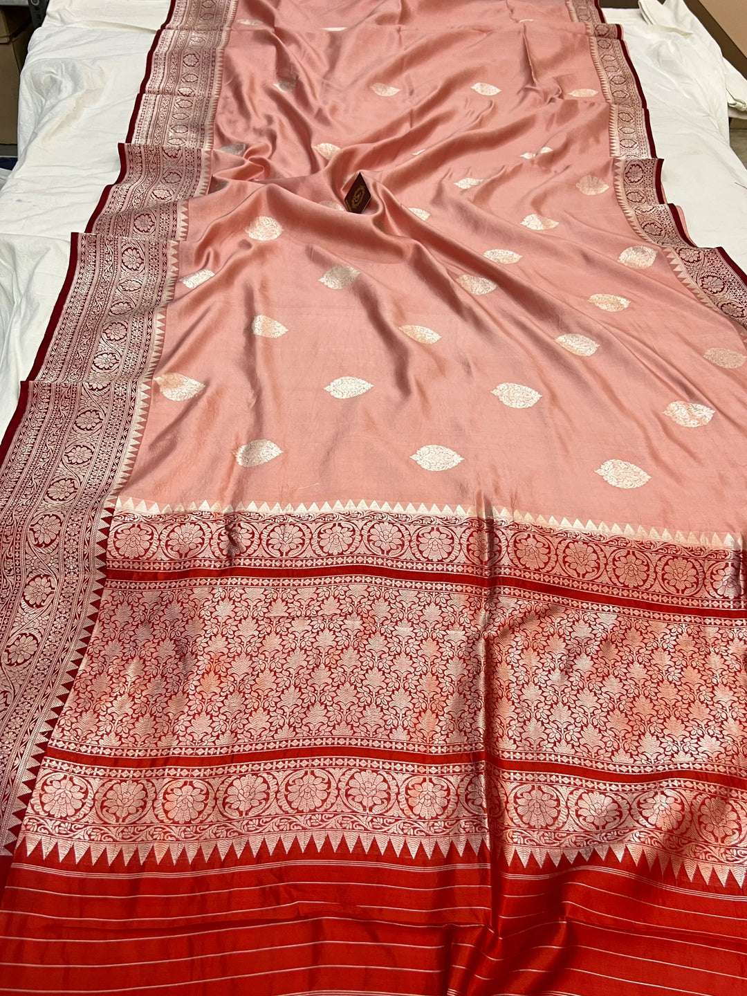 Peach Pure Silk Handloom Banarasi Saree