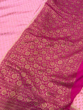 Light Pink Pure Banarasi Khaddi Crepe Silk Saree - Aura Benaras