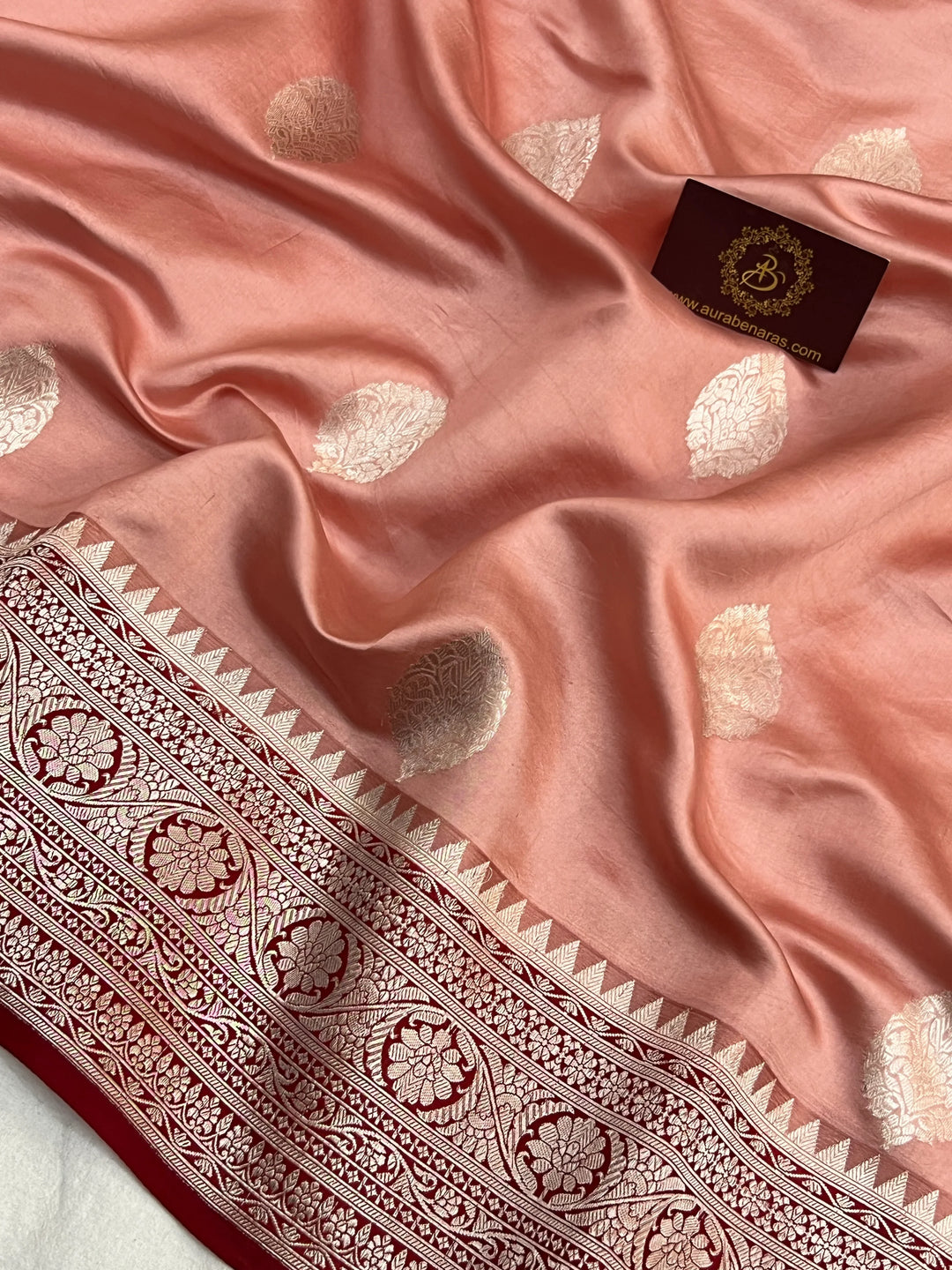 Peach Pure Silk Handloom Banarasi Saree