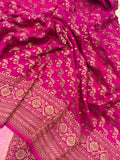 Light Pink Pure Banarasi Khaddi Crepe Silk Saree - Aura Benaras