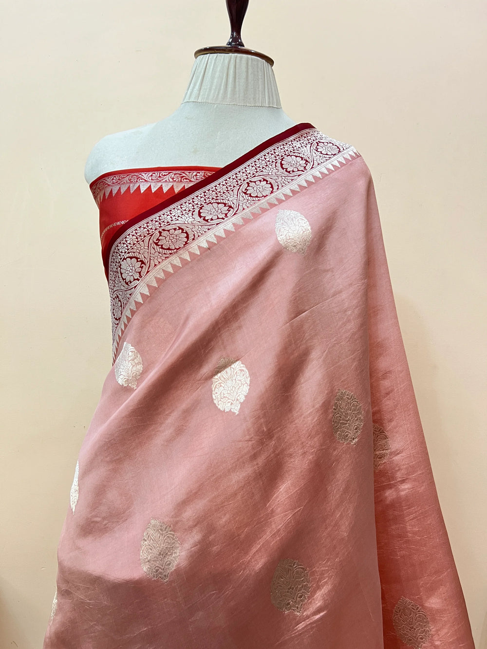 Peach Pure Silk Handloom Banarasi Saree