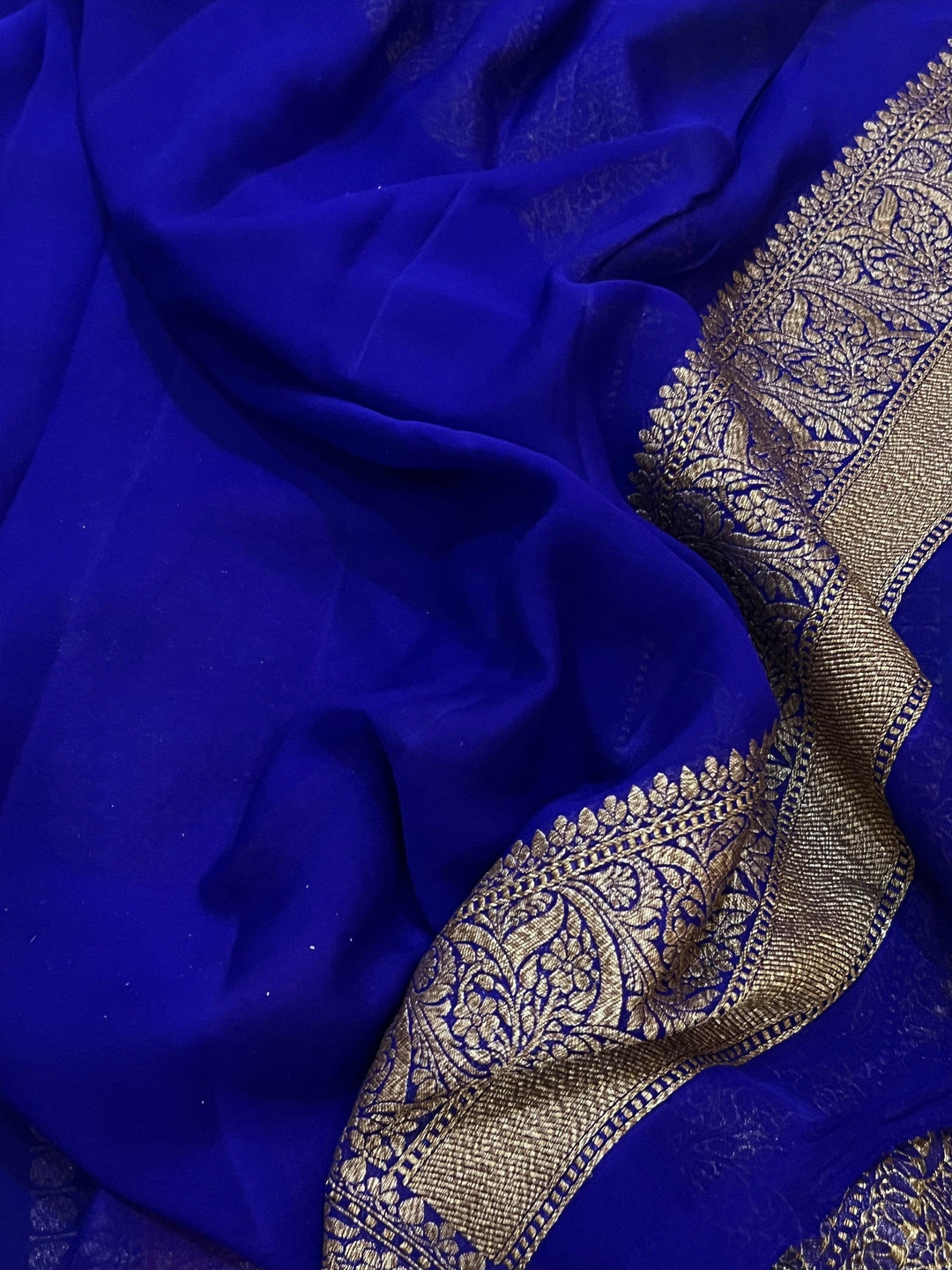 Bottle Green Pure Banarasi Khaddi Georgette Saree - Aura Benaras