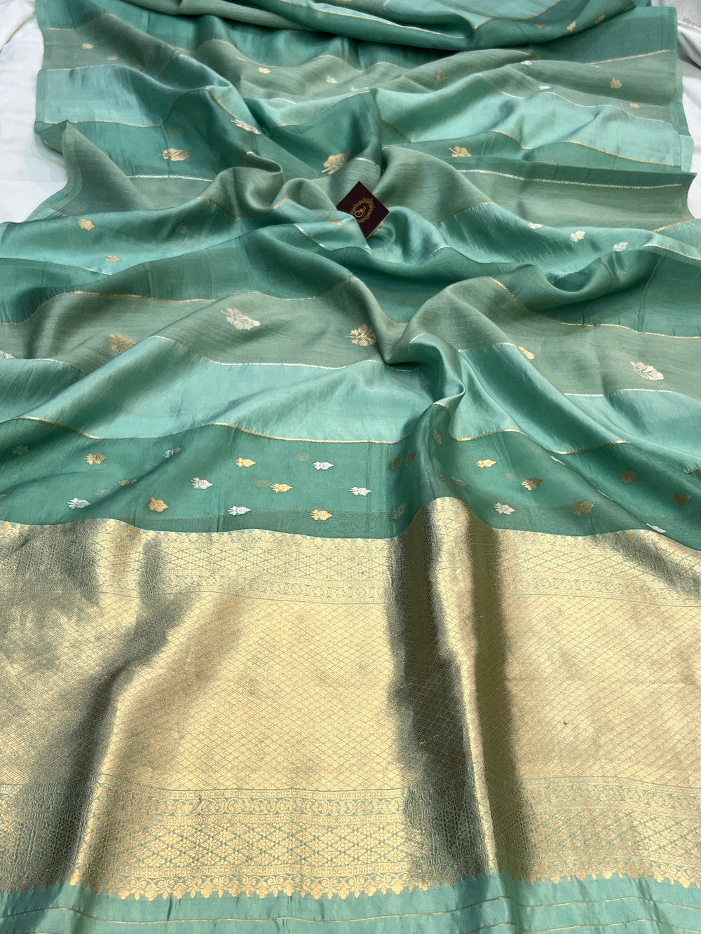 Sage Green Pure Silk Handloom Banarasi Saree