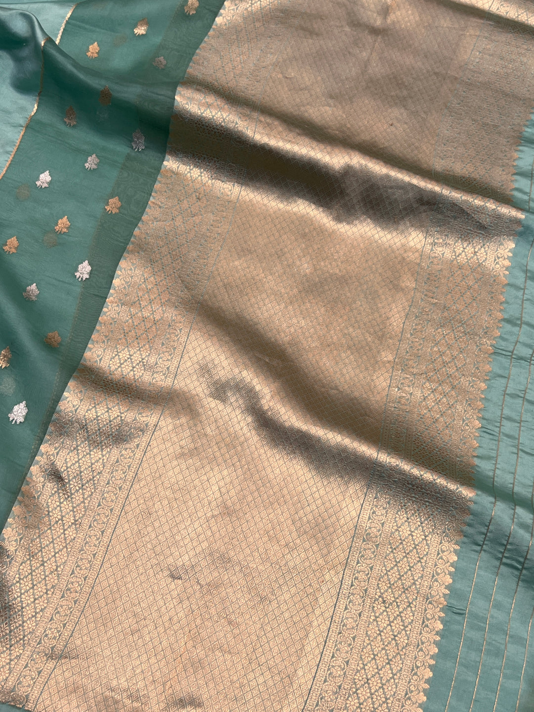 Sage Green Pure Silk Handloom Banarasi Saree