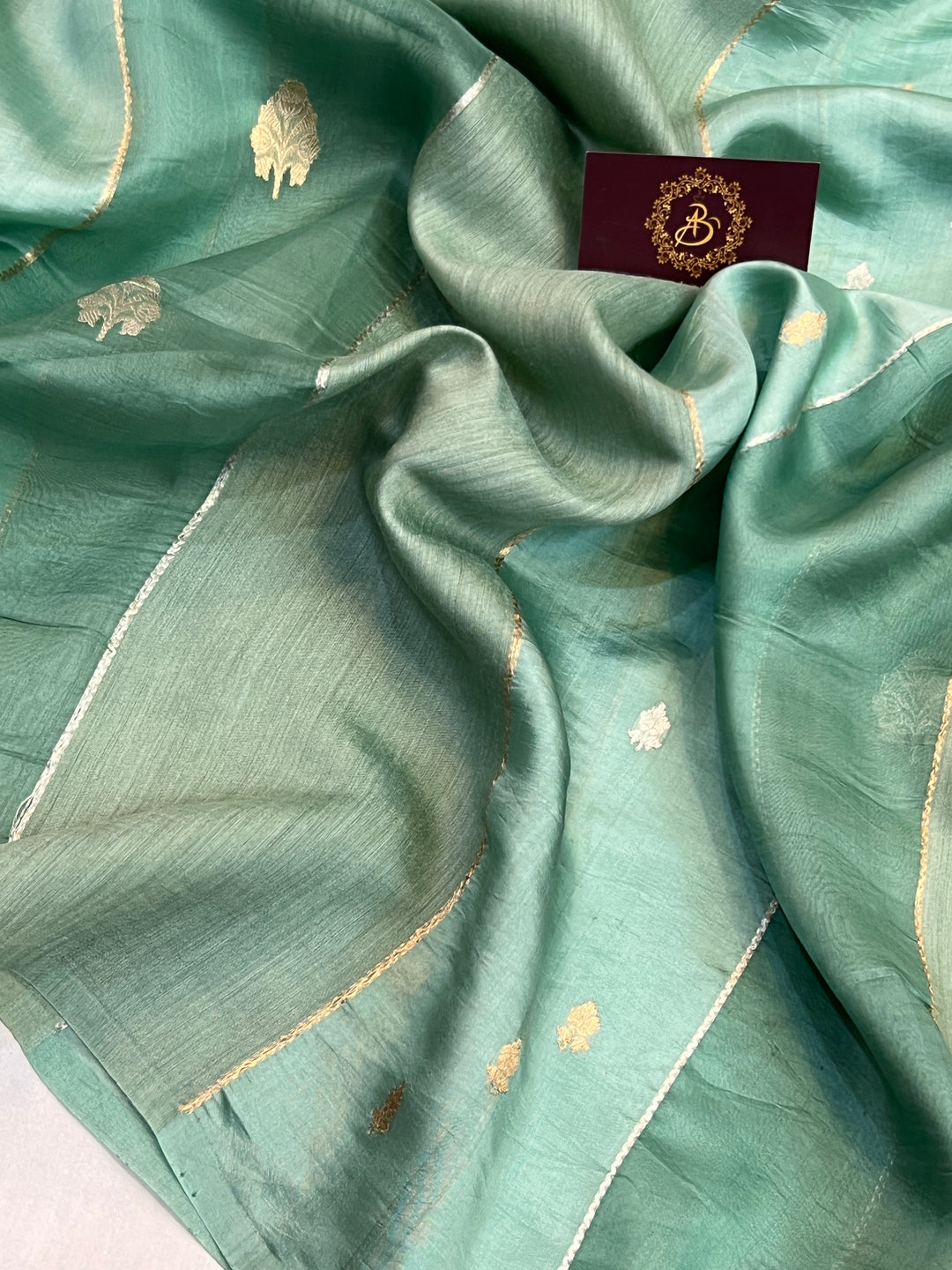Sage Green Pure Silk Handloom Banarasi Saree