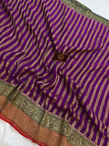 Purple Pure Banarasi Khaddi Georgette Saree - Aura Benaras