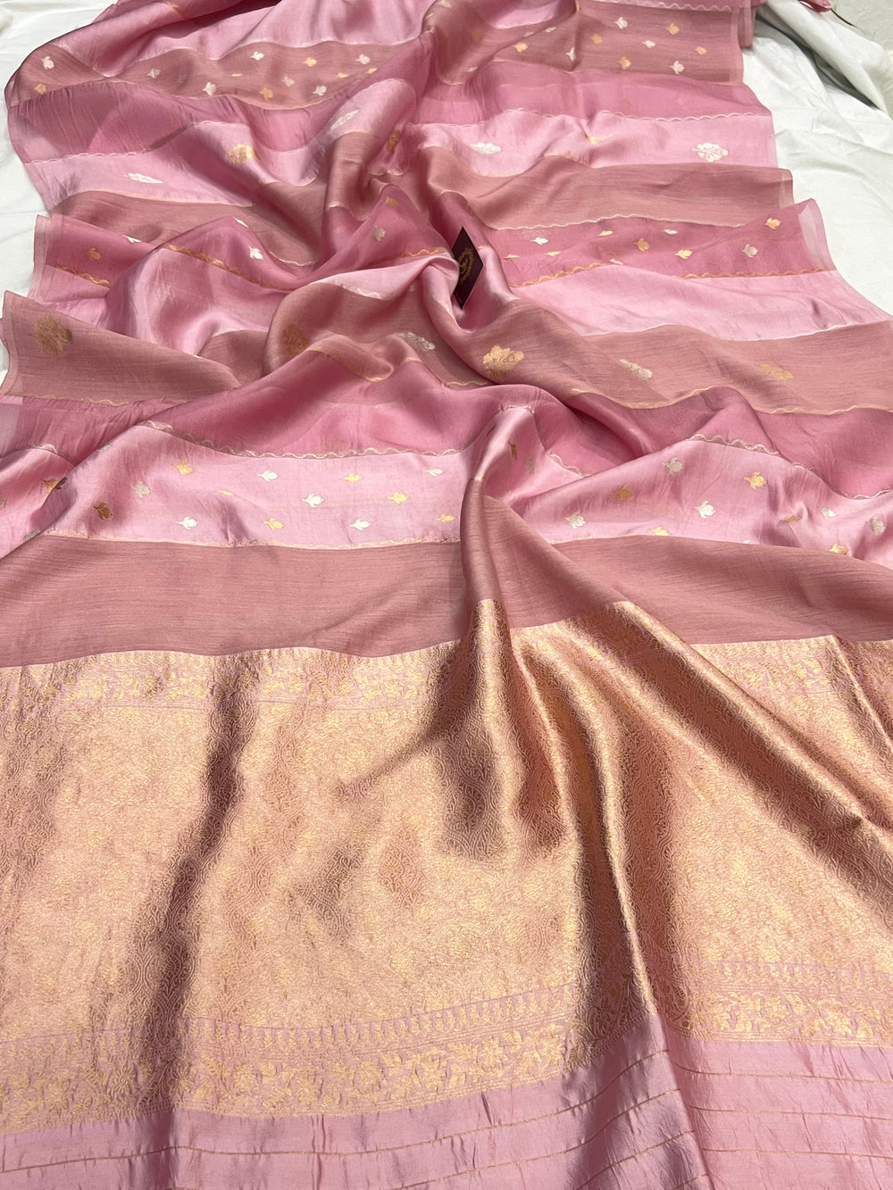 Pastel Pink Pure Silk Handloom Banarasi Saree
