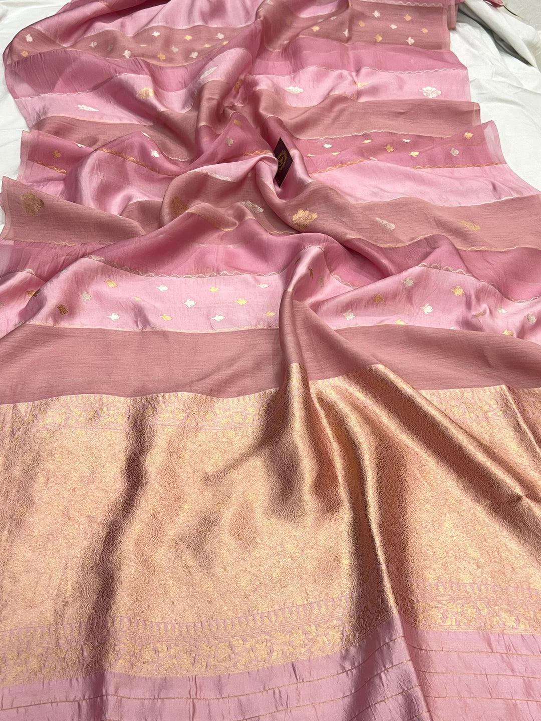 Pastel Pink Pure Silk Handloom Banarasi Saree