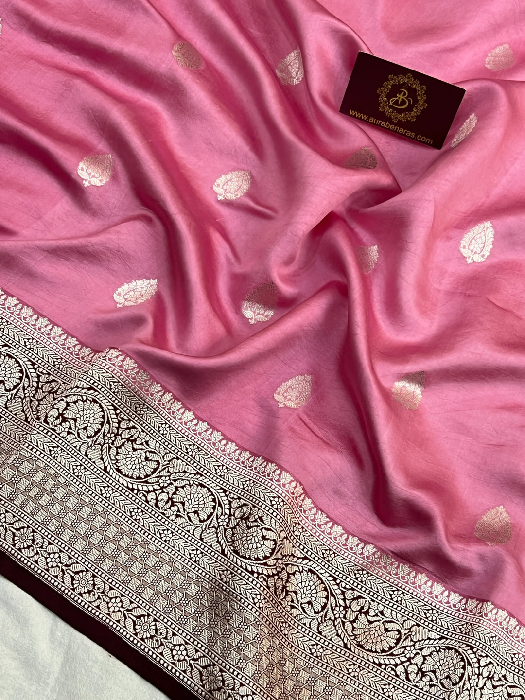 Baby Pink Pure Silk Handloom Banarasi Saree
