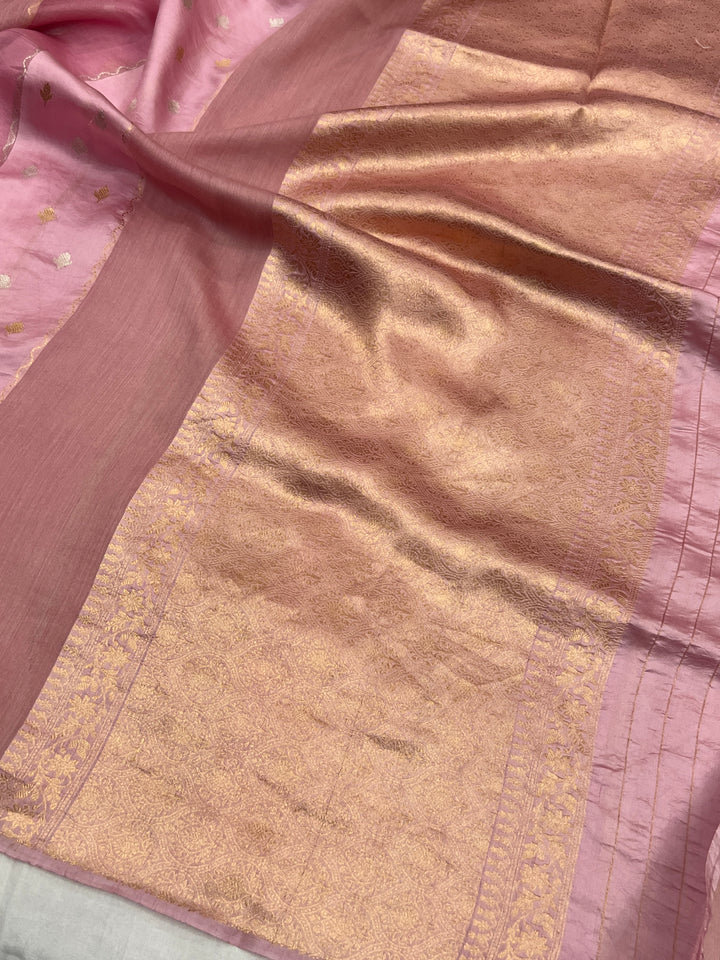 Pastel Pink Pure Silk Handloom Banarasi Saree