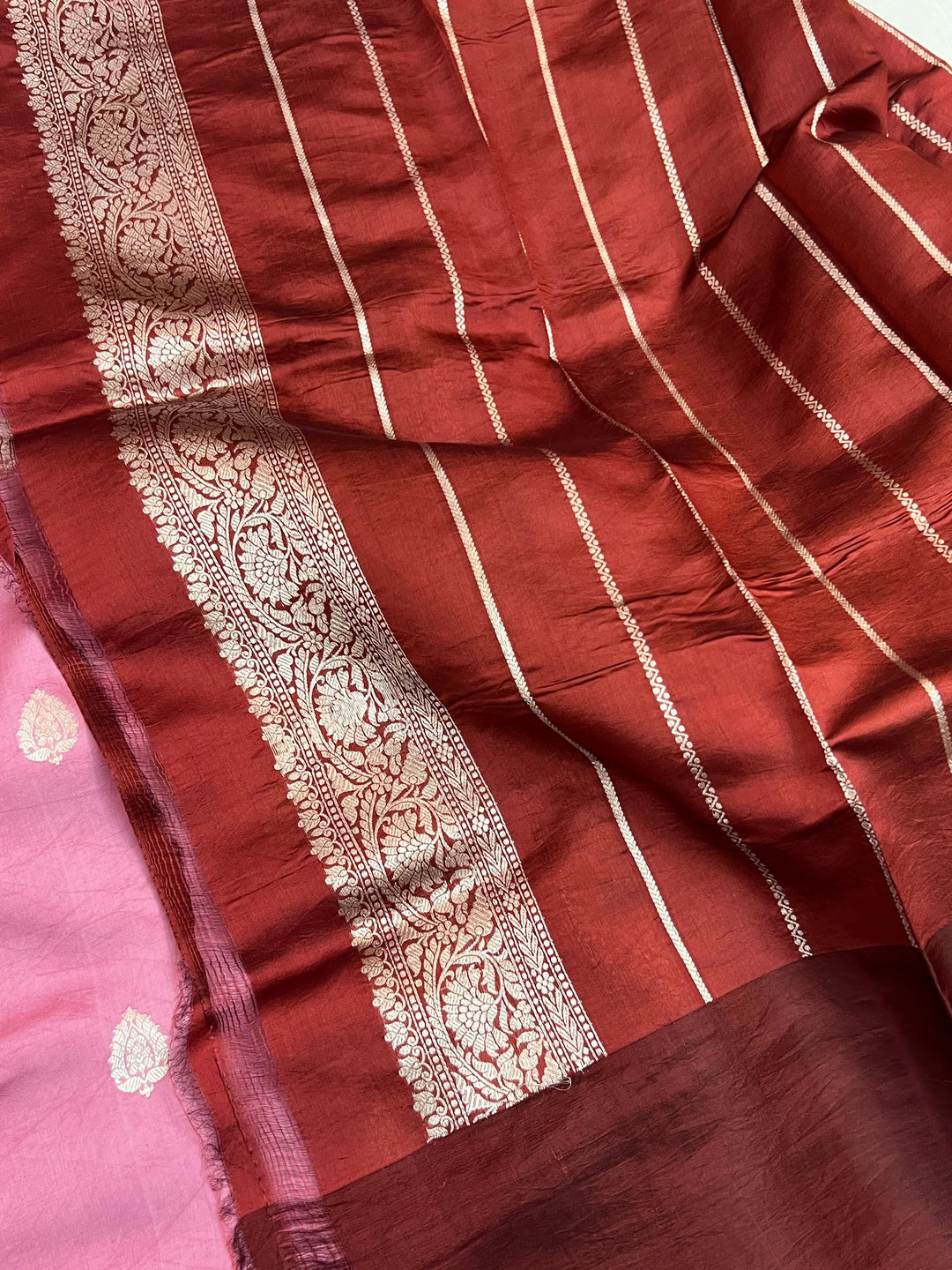 Baby Pink Pure Silk Handloom Banarasi Saree