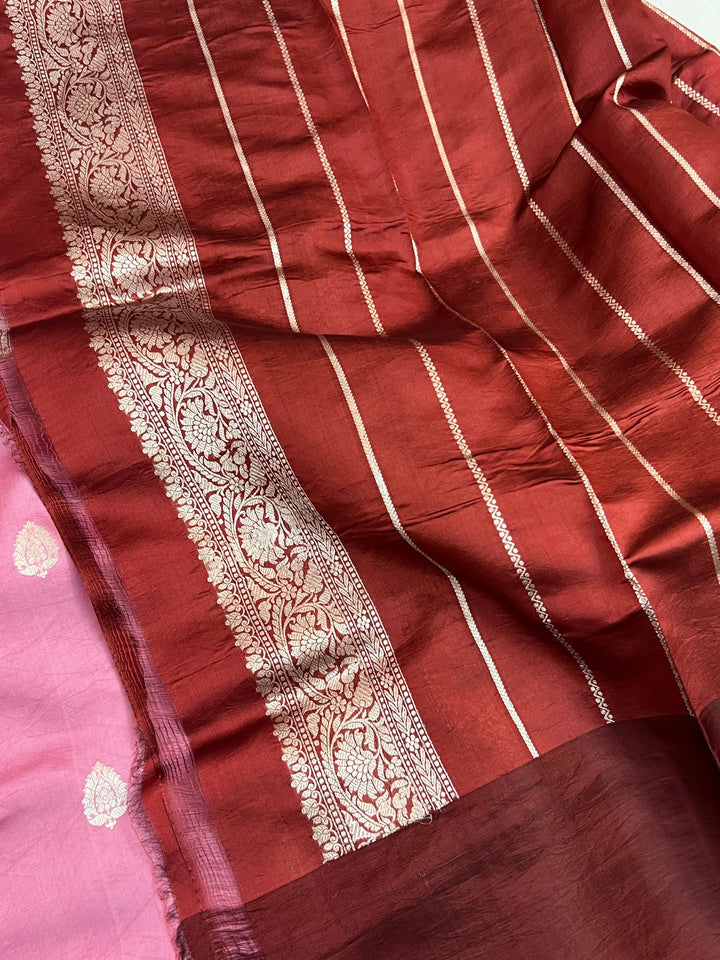 Baby Pink Pure Silk Handloom Banarasi Saree