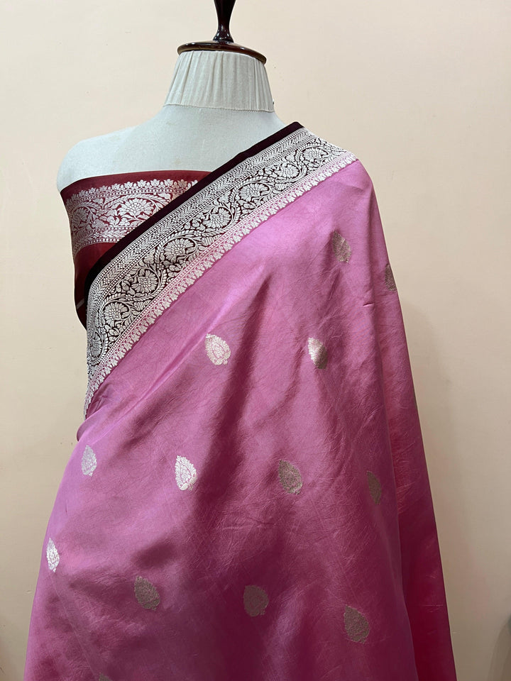 Baby Pink Pure Silk Handloom Banarasi Saree