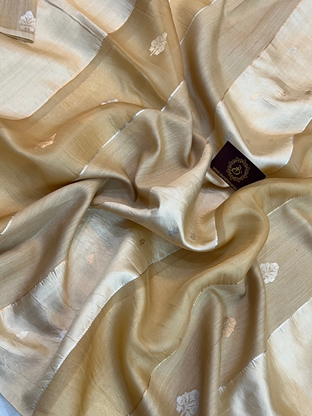Beige Pure Silk Handloom Banarasi Saree
